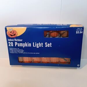 Vintage WalMart Halloween 20 Pumpkin Light Set-Blow Mold Covers-Indoor/Outdoor